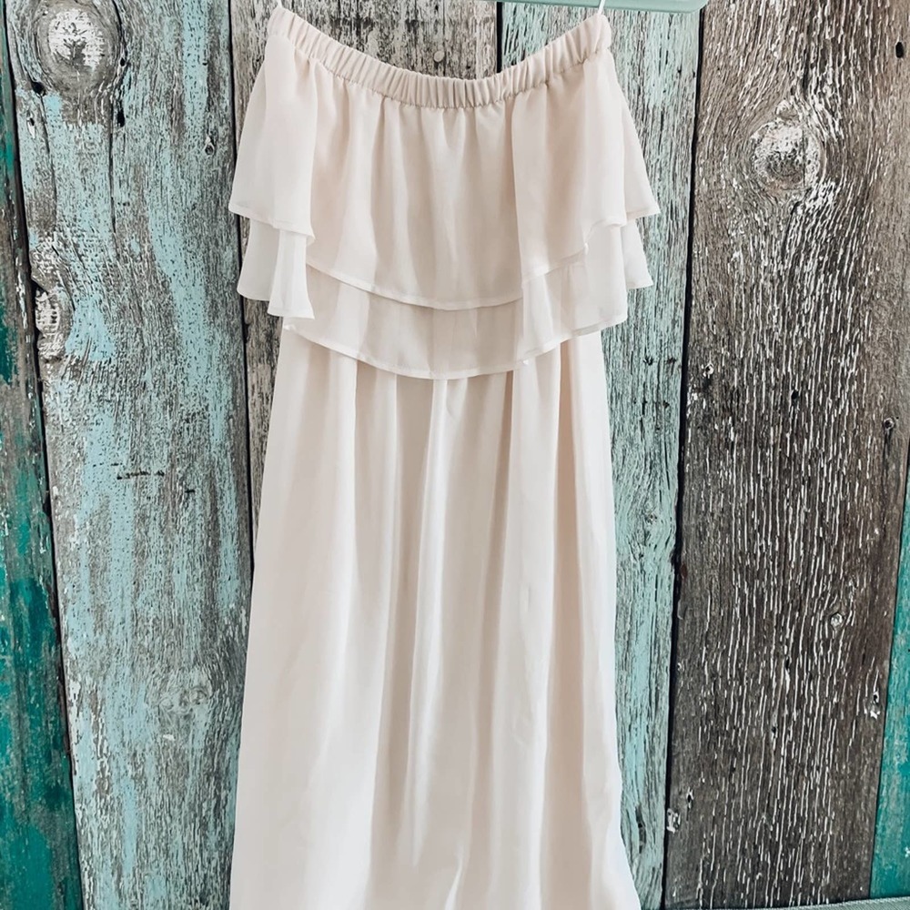 Bar III Strapless Maxi Dress Cream Small